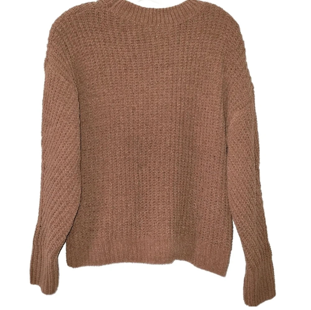 No Boundaries Mocha Western Fringe Knit Sweater Juniors Large (11-13)